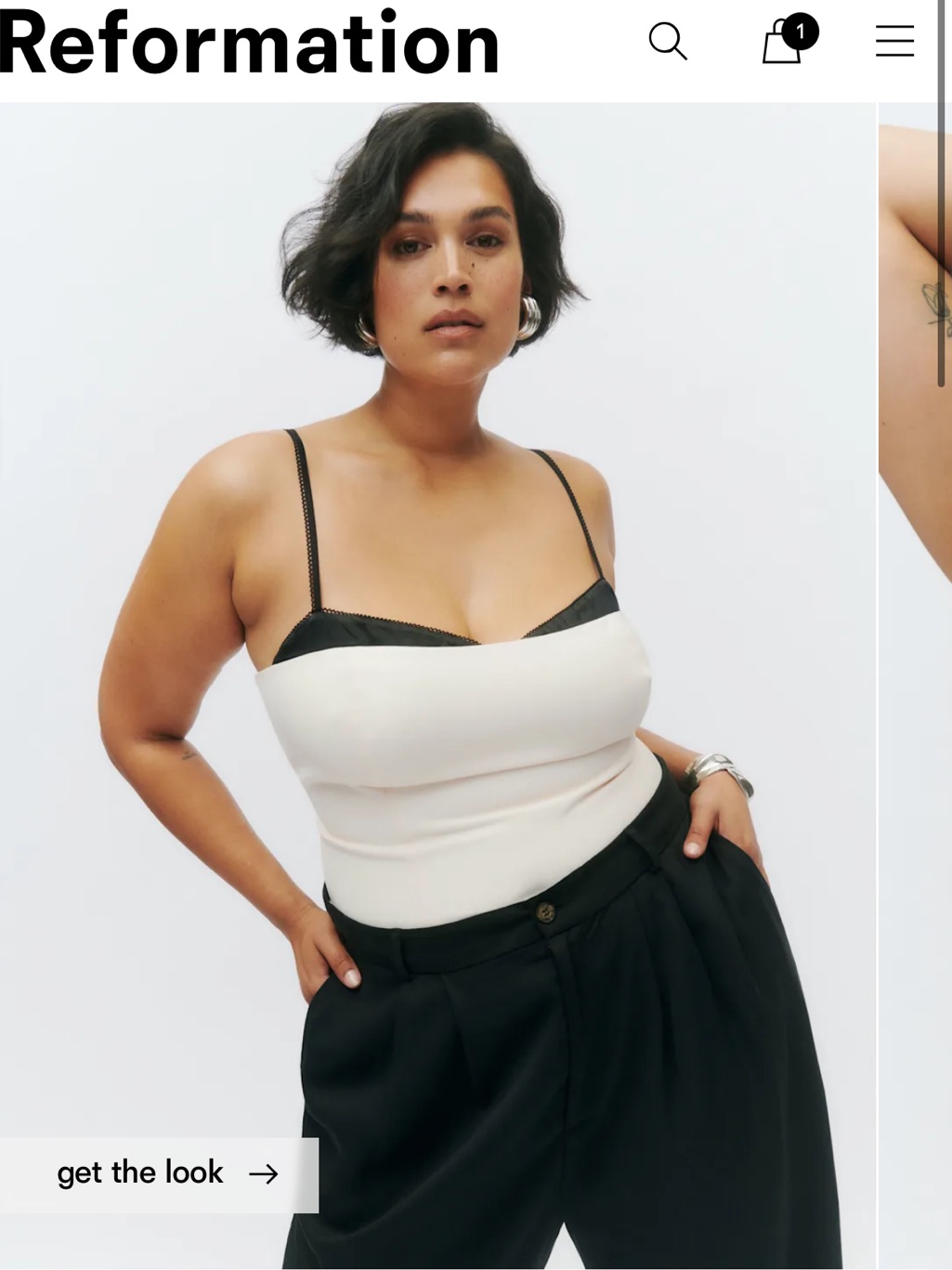 New With Tags Reformation Cream Cowl Neck Camisole With Black Trim